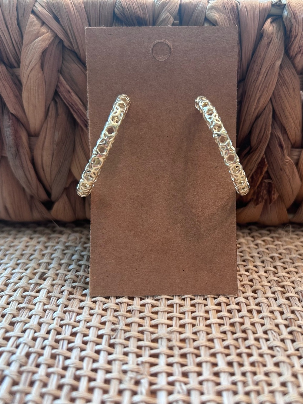 Kendra Scott Gold Tone Filigree Medium/Large Hoop Earrings with Posts.